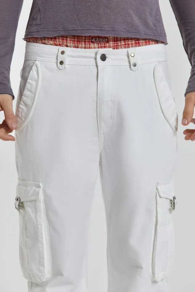 Jaded London White Straight Leg Cargo Trousers Men Cargo Pants