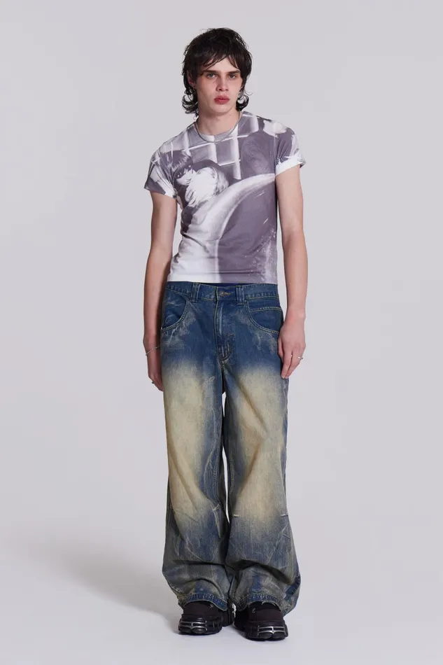 Jaded London Wing Print Low Rise Colossus Jeans Men Colossus Jeans
