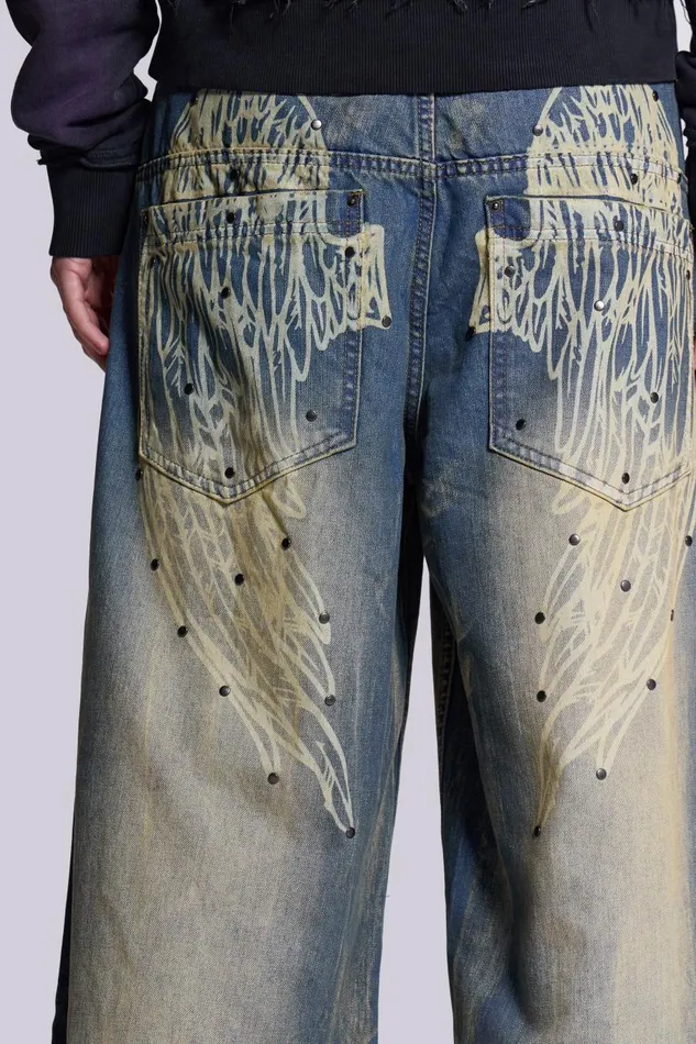 Jaded London Wing Print Low Rise Colossus Jeans Men Colossus Jeans