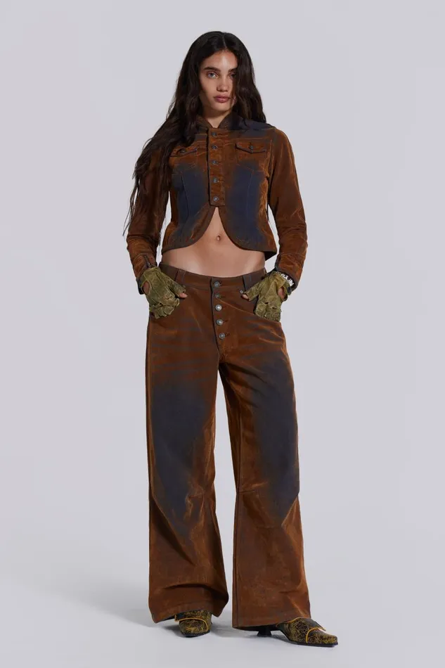 Jaded London Zebe Velvet Touch Jeans Women CoOrds