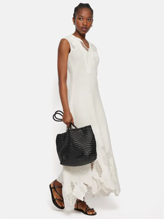 Jigsaw Abstract Lace Embroidery Dress Ivory Women Dresses and Jumpsuits