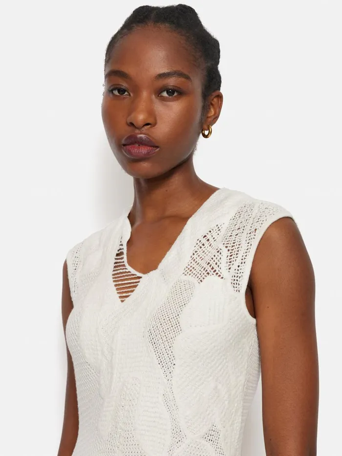 Jigsaw Abstract Lace Embroidery Dress Ivory Women Dresses and Jumpsuits