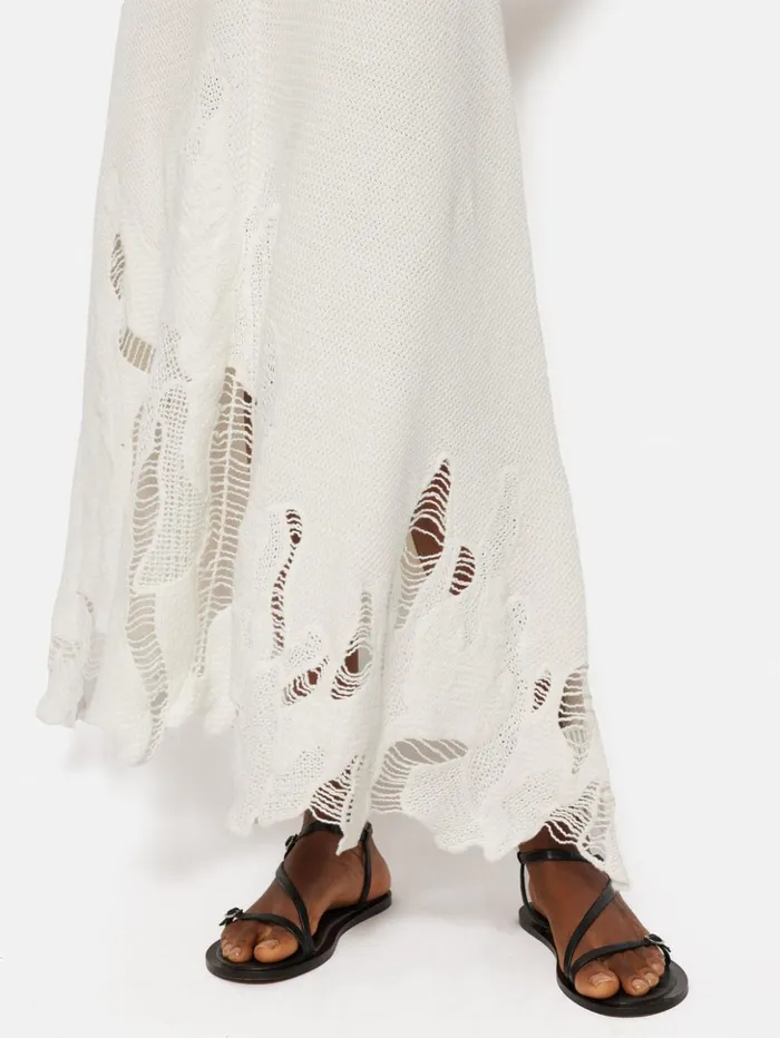 Jigsaw Abstract Lace Embroidery Dress Ivory Women Dresses and Jumpsuits