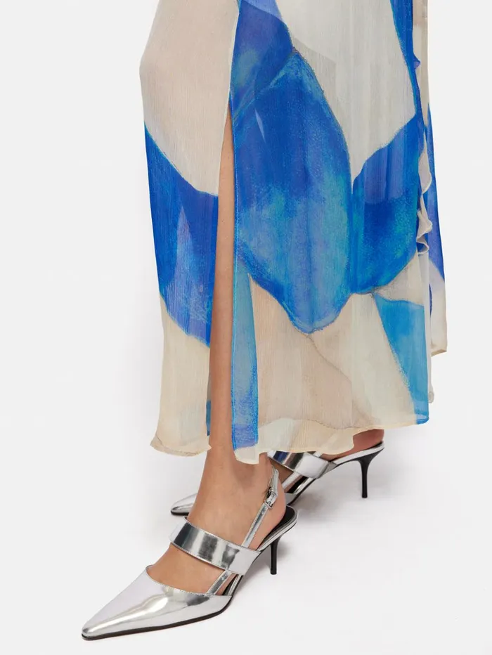 Jigsaw Abstract Long Sleeve Dress Blue Women Dresses and Jumpsuits