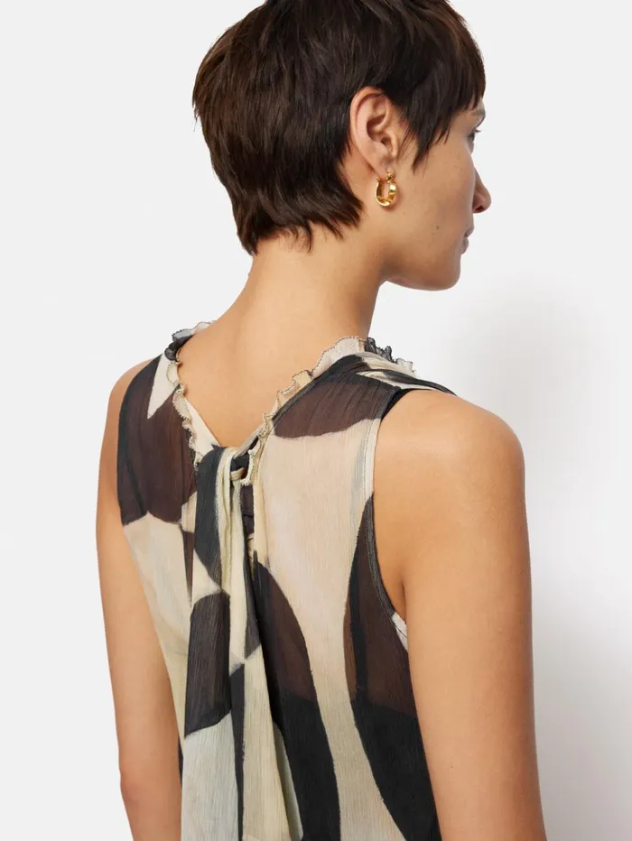 Jigsaw Abstract Sleeveless Dress Monochrome Women Dresses and Jumpsuits