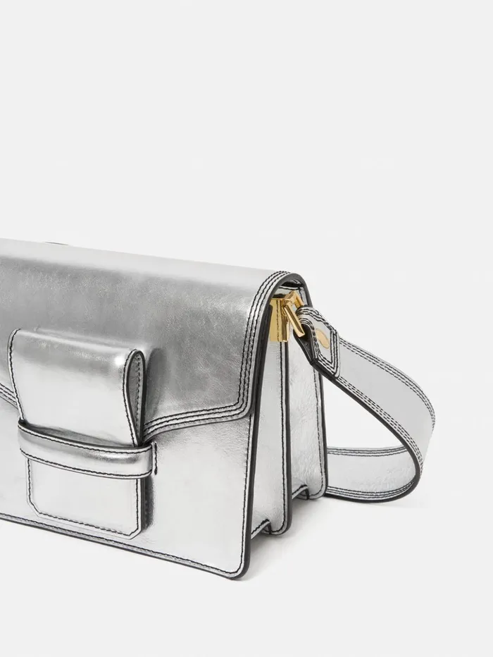 Jigsaw Ada Leather Crossbody Bag Silver Women Bags