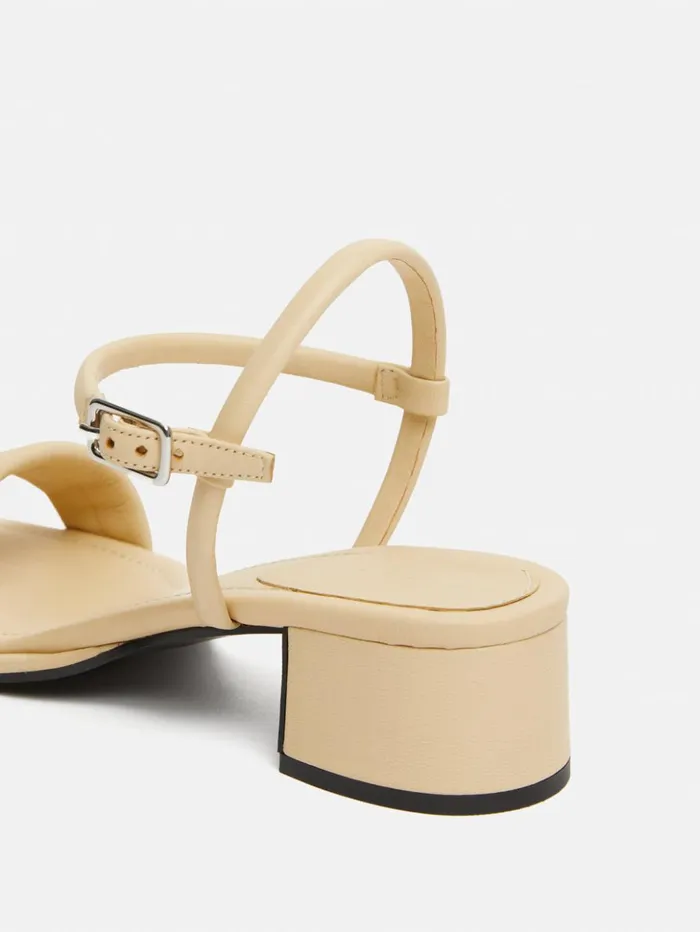 Jigsaw Adel Leather Heeled Sandal Cream Women Heels