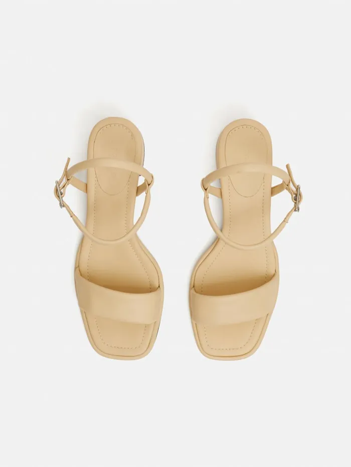 Jigsaw Adel Leather Heeled Sandal Cream Women Heels