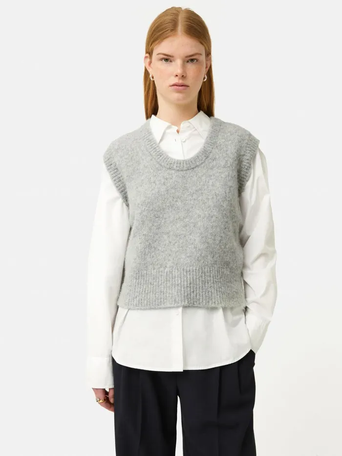 Jigsaw Alpaca Blend U Neck Tank Grey Women Knitwear and Cashmere