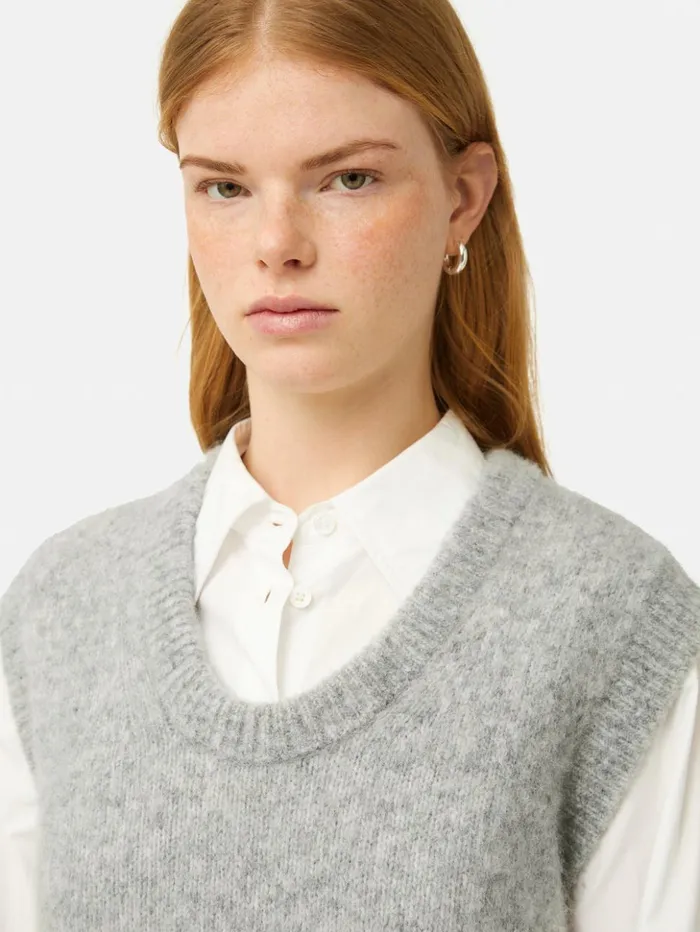 Jigsaw Alpaca Blend U Neck Tank Grey Women Knitwear and Cashmere