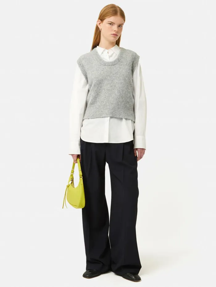 Jigsaw Alpaca Blend U Neck Tank Grey Women Knitwear and Cashmere