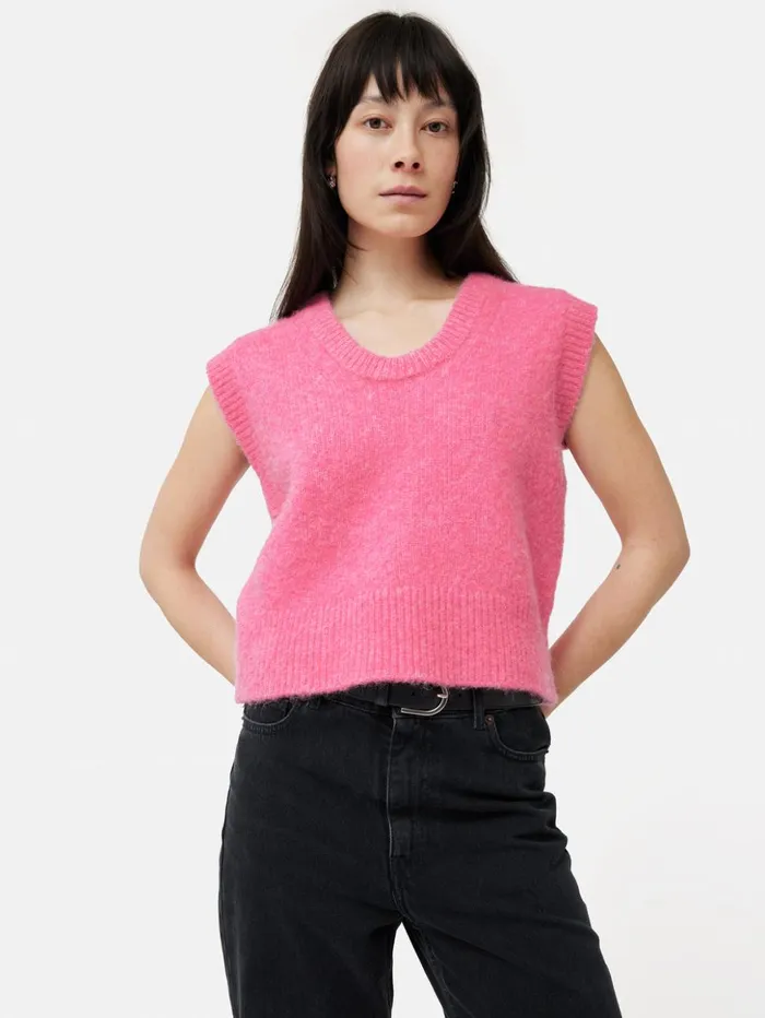 Jigsaw Alpaca Blend U Neck Tank Pink Women Knitwear and Cashmere
