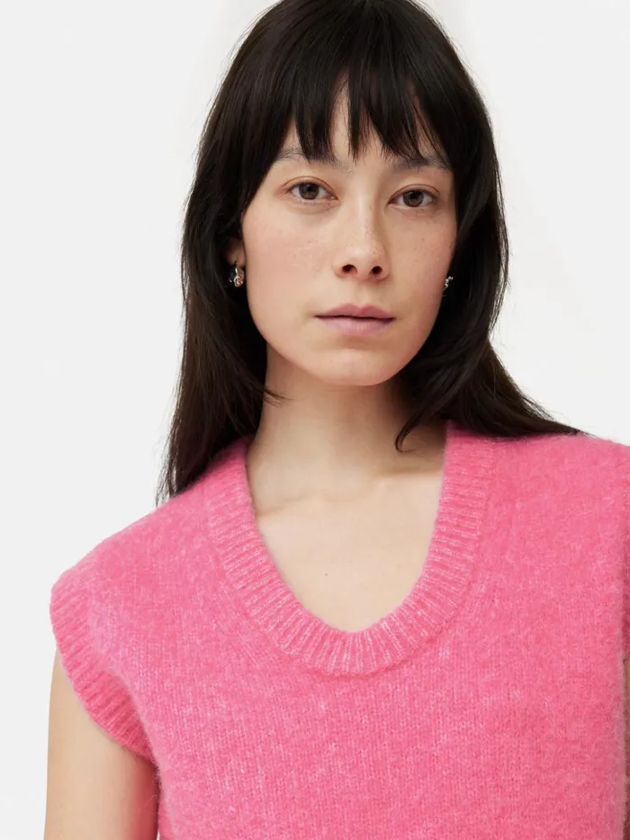 Jigsaw Alpaca Blend U Neck Tank Pink Women Knitwear and Cashmere