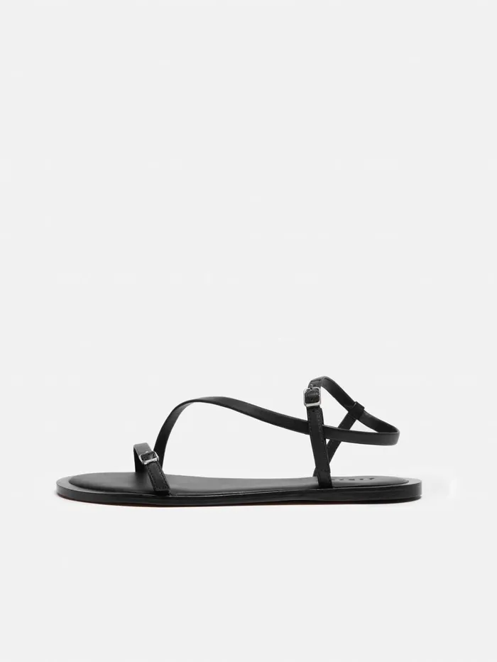Jigsaw Asymmetrical Strappy Sandal Black Women Flats