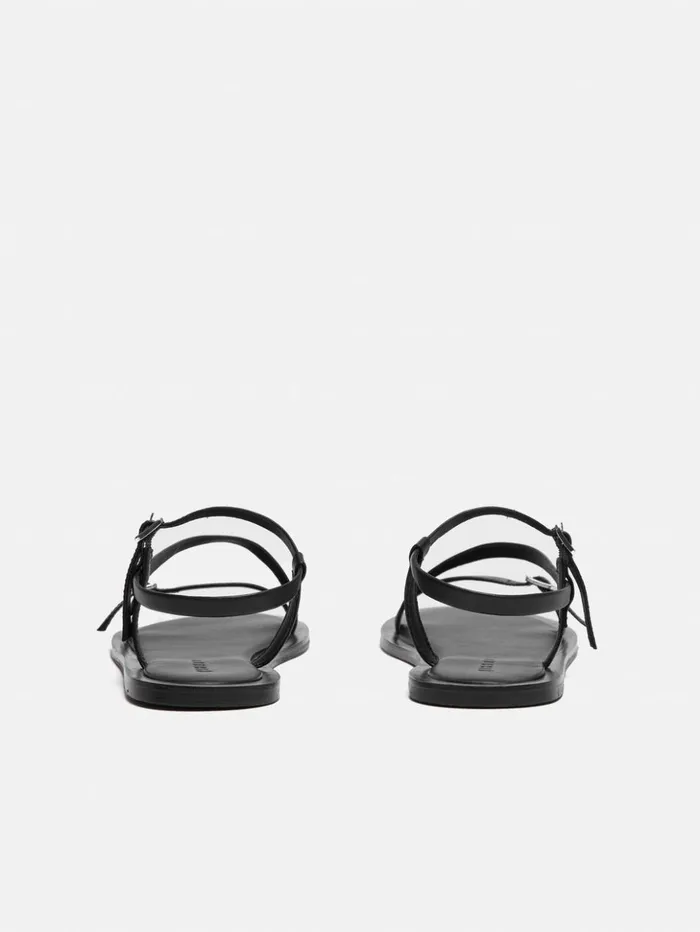 Jigsaw Asymmetrical Strappy Sandal Black Women Flats