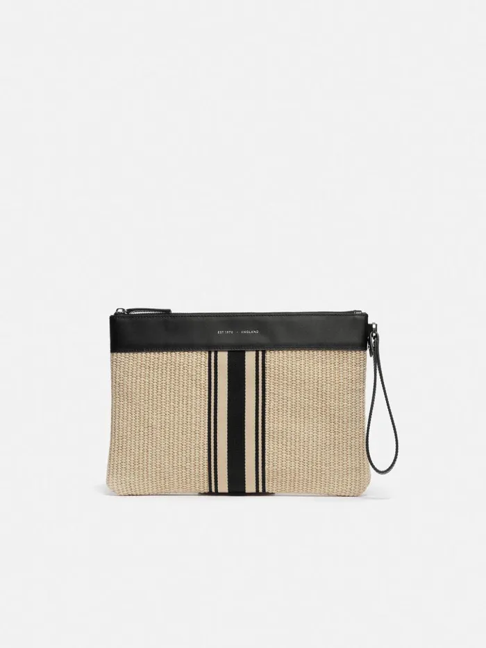 Jigsaw Athena Stripe Woven Pouch Natural Women Bags