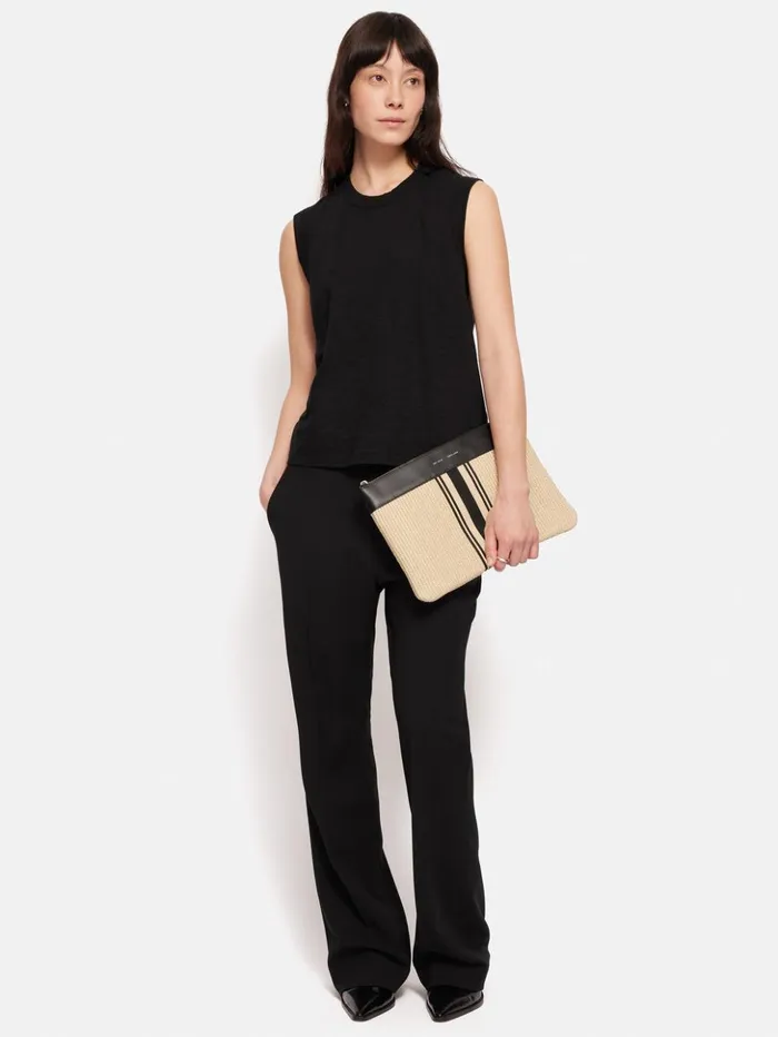 Jigsaw Athena Stripe Woven Pouch Natural Women Bags