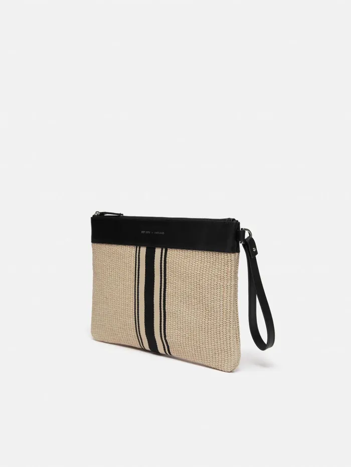 Jigsaw Athena Stripe Woven Pouch Natural Women Bags