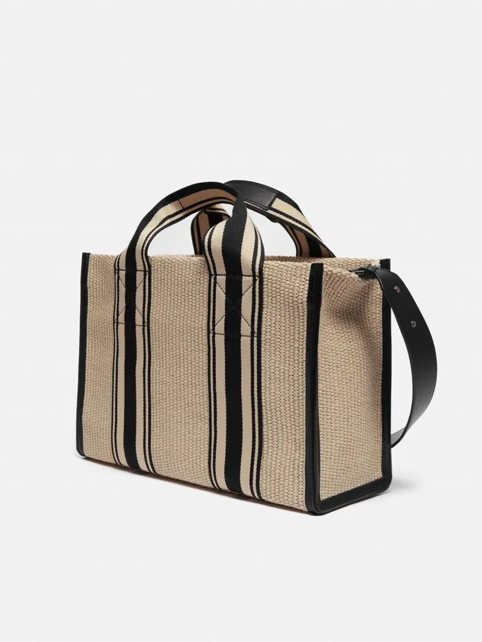 Jigsaw Athena Stripe Woven Tote Natural Women Bags