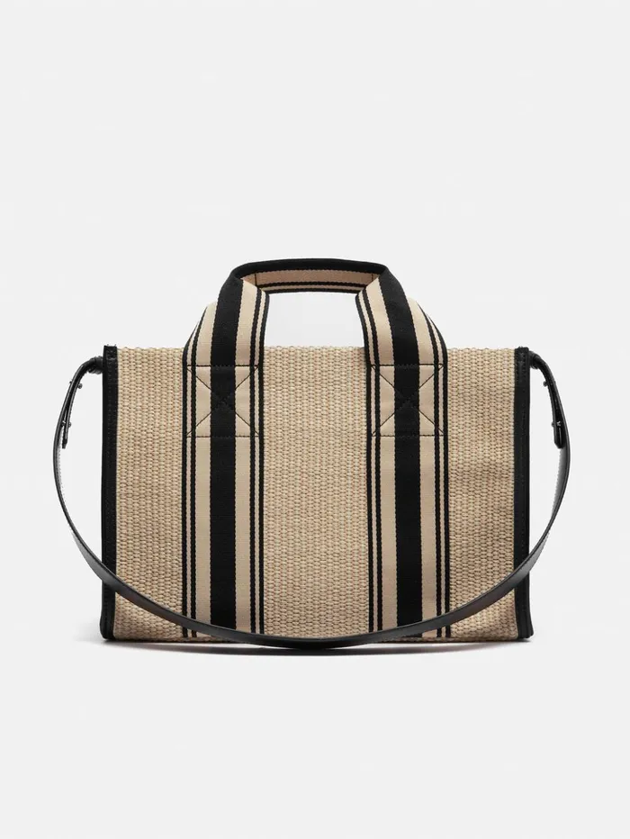 Jigsaw Athena Stripe Woven Tote Natural Women Bags