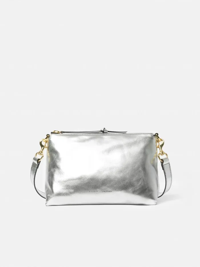 Jigsaw Ava Leather Crossbody Silver Women Bags