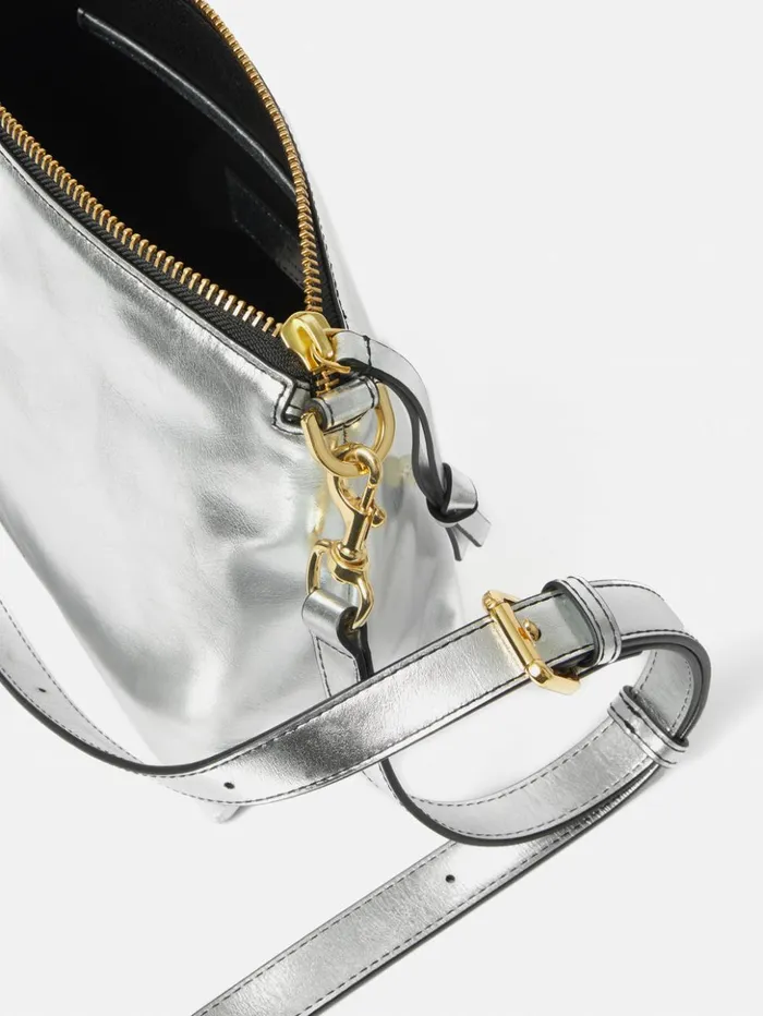 Jigsaw Ava Leather Crossbody Silver Women Bags