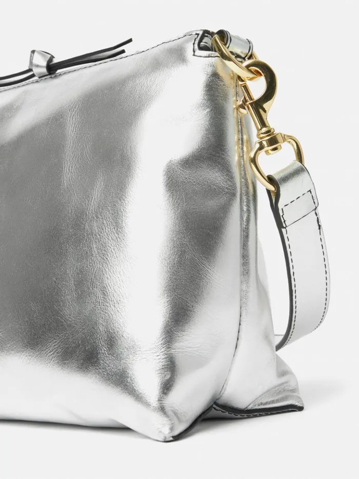 Jigsaw Ava Leather Crossbody Silver Women Bags