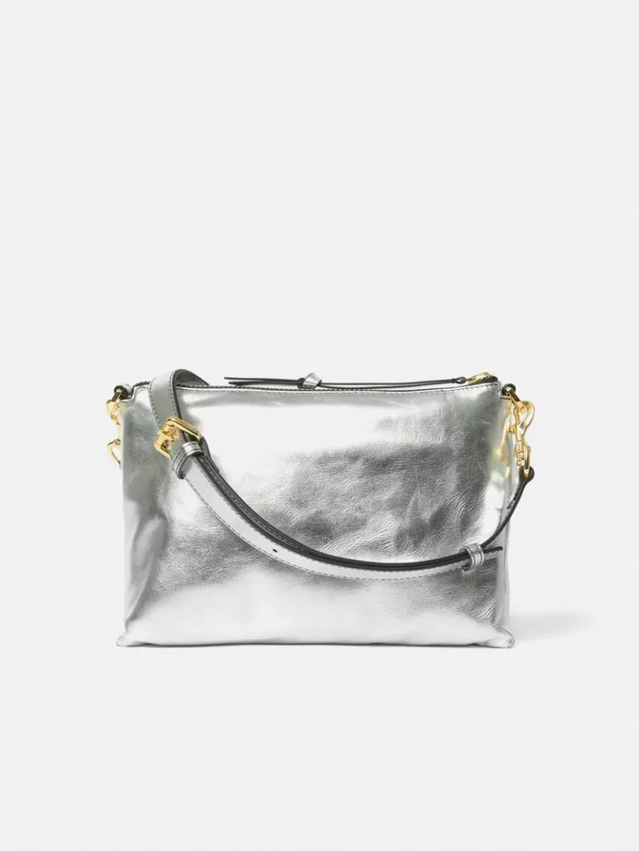 Jigsaw Ava Leather Crossbody Silver Women Bags