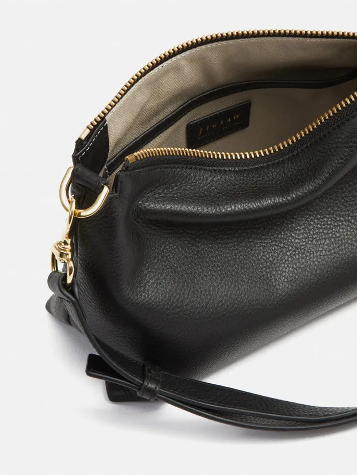 Jigsaw Ava Pebble Leather Crossbody Black Women Wallets and Card Holders