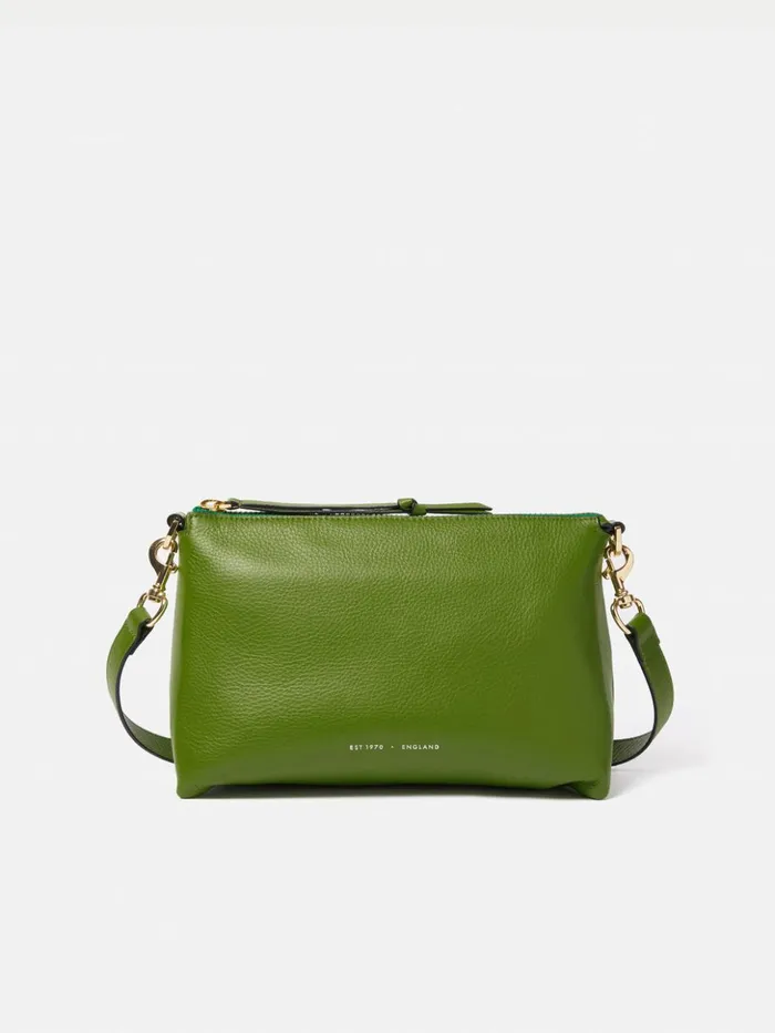 Jigsaw Ava Pebble Leather Crossbody Green Women Bags