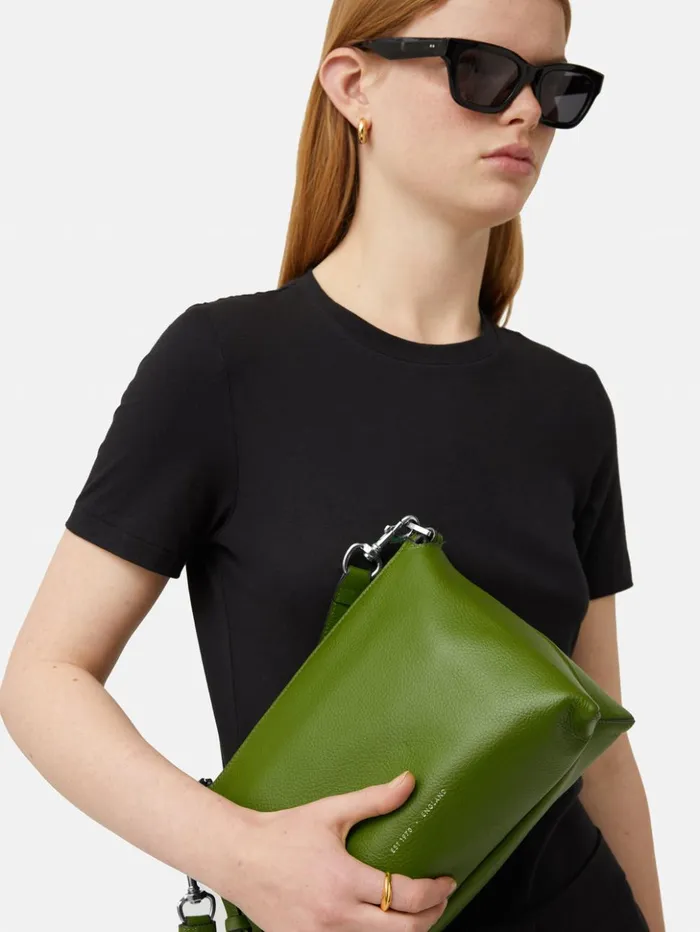Jigsaw Ava Pebble Leather Crossbody Green Women Bags