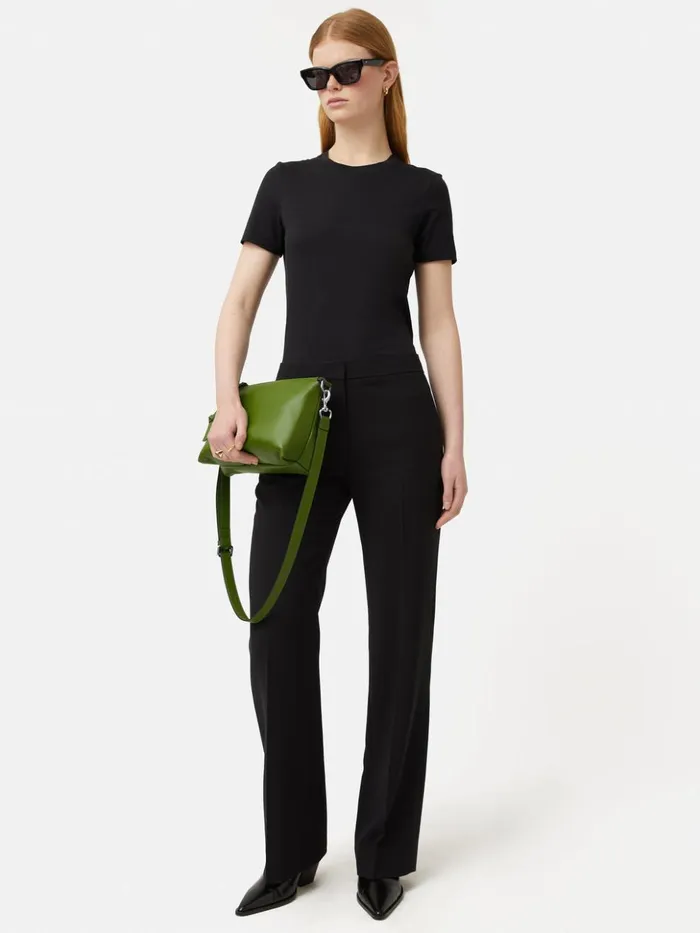 Jigsaw Ava Pebble Leather Crossbody Green Women Bags