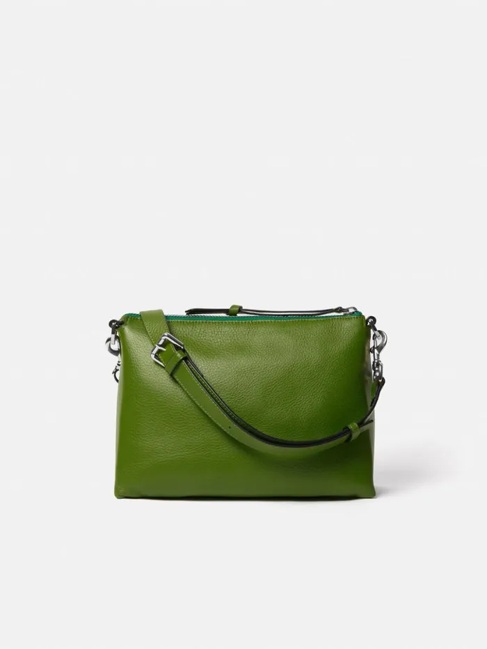 Jigsaw Ava Pebble Leather Crossbody Green Women Bags