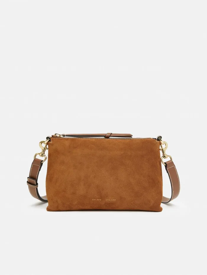 Jigsaw Ava Suede Cross Body Tan Women Wallets and Card Holders