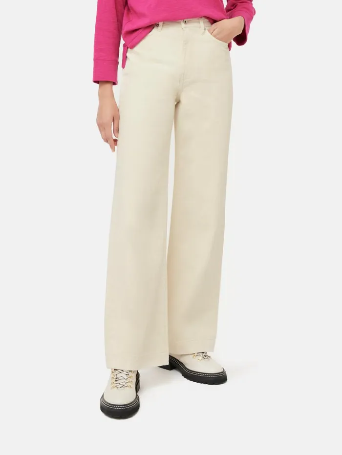 Jigsaw Balfour Long Wide Leg Jean Ecru Women Trousers