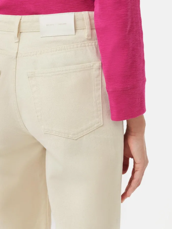 Jigsaw Balfour Long Wide Leg Jean Ecru Women Trousers