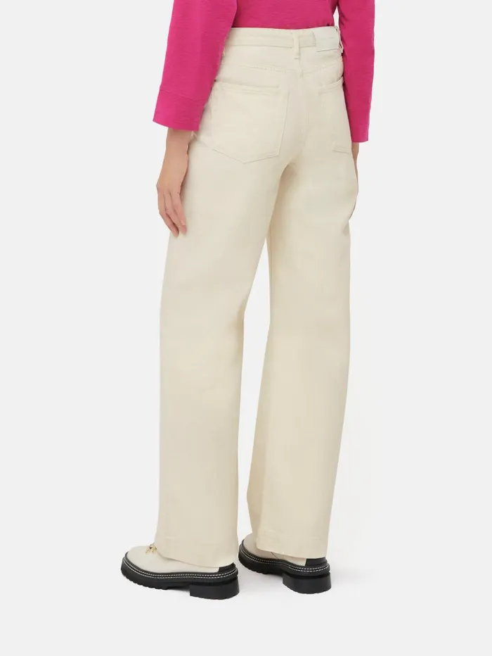 Jigsaw Balfour Long Wide Leg Jean Ecru Women Trousers
