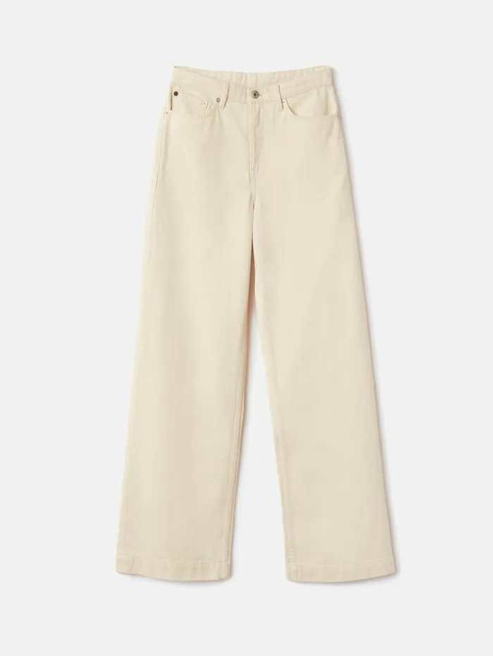 Jigsaw Balfour Long Wide Leg Jean Ecru Women Trousers