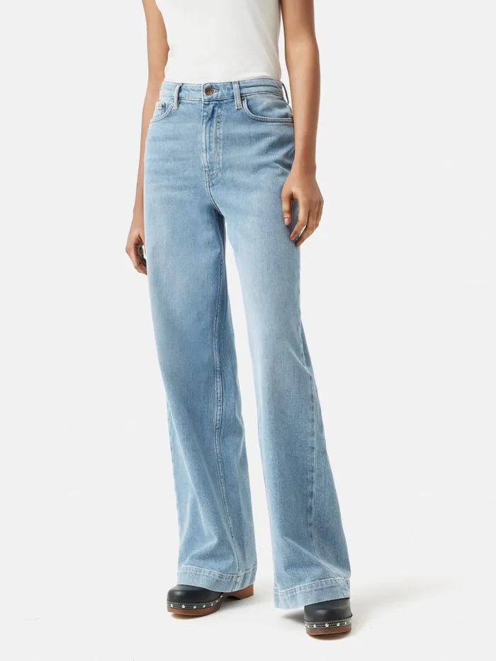 Jigsaw Balfour Long Wide Leg Jean Light Blue Wash Women Trousers