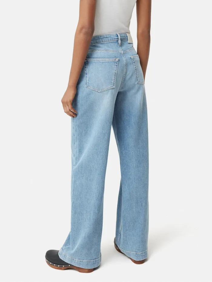 Jigsaw Balfour Long Wide Leg Jean Light Blue Wash Women Trousers