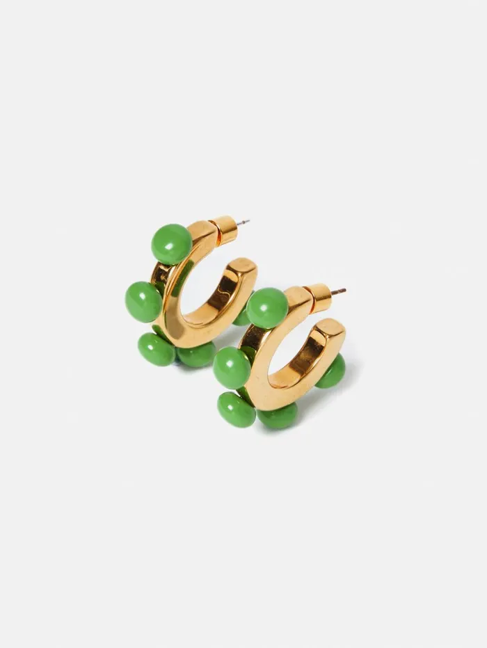 Jigsaw Ball Hoop Earrings Green Women Jewellery