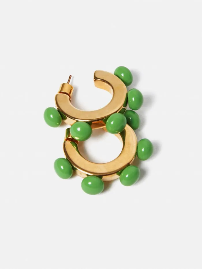 Jigsaw Ball Hoop Earrings Green Women Jewellery