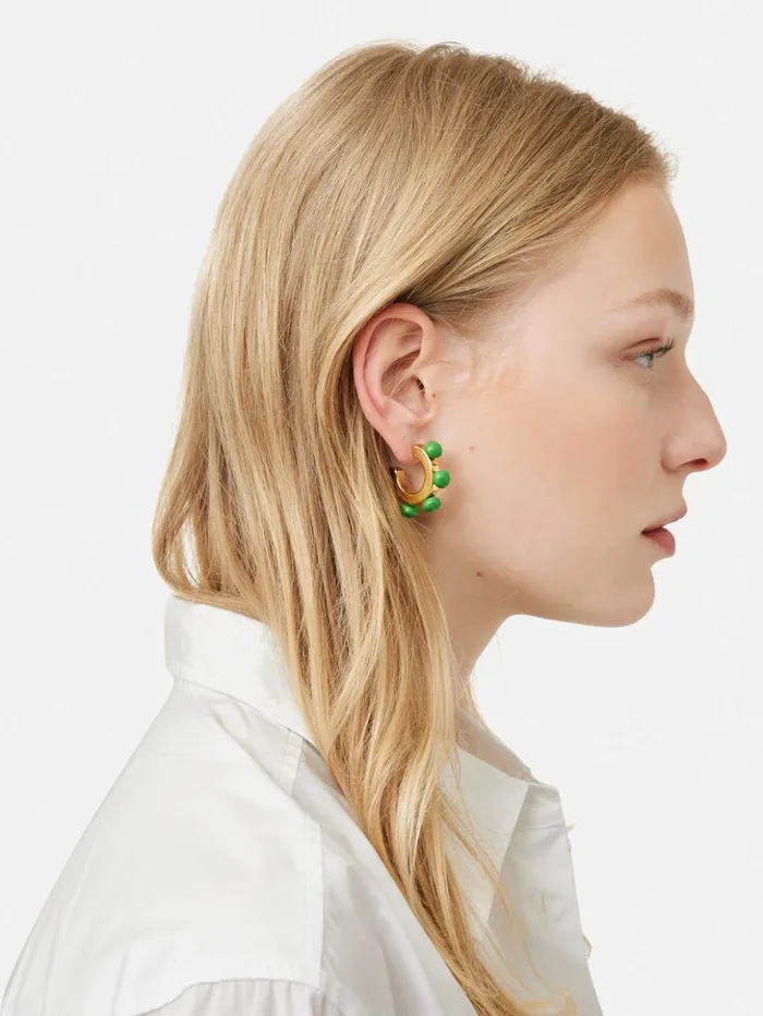 Jigsaw Ball Hoop Earrings Green Women Jewellery