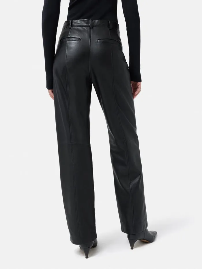 Jigsaw Beck Leather Wide Leg Trouser Black Women Leather