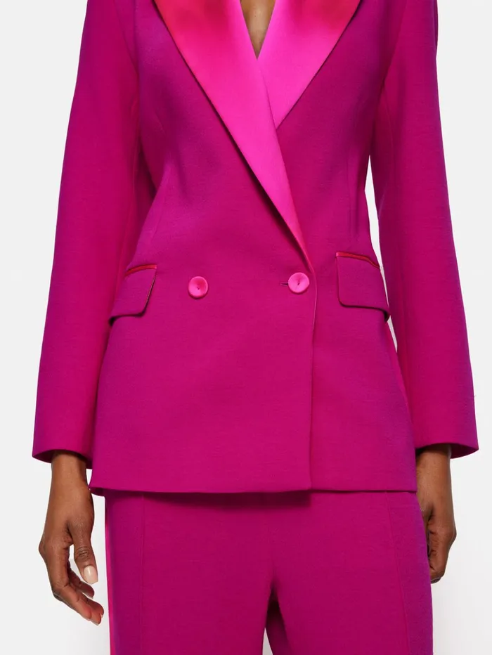 Jigsaw Belted Tuxedo Jacket Pink Women Coats and Jackets