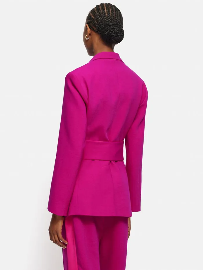 Jigsaw Belted Tuxedo Jacket Pink Women Coats and Jackets