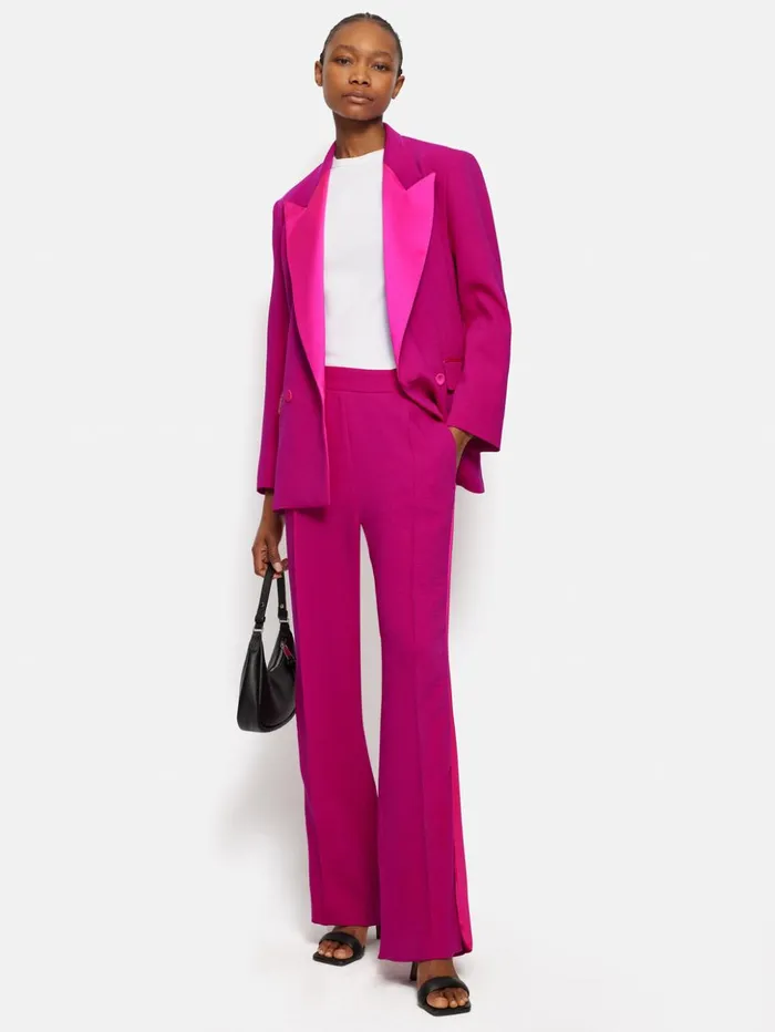 Jigsaw Belted Tuxedo Jacket Pink Women Coats and Jackets