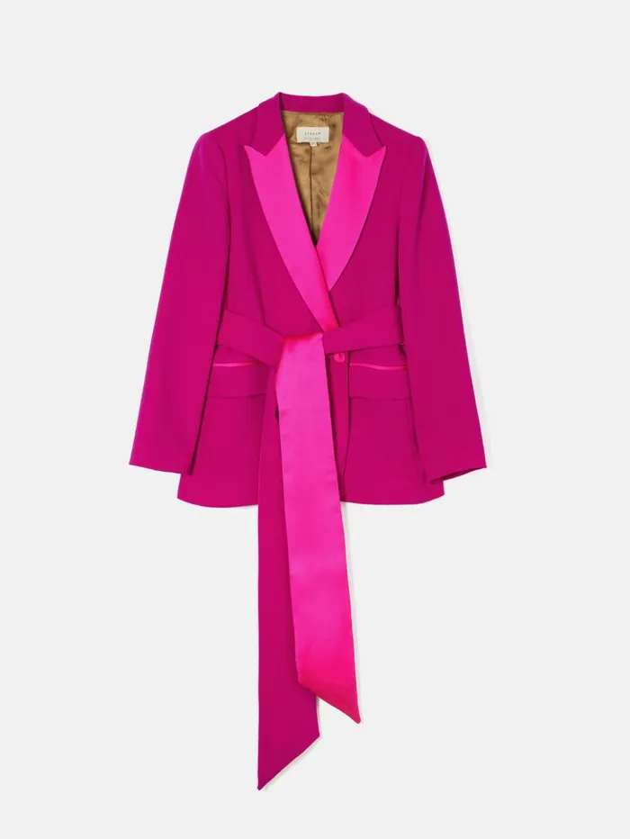 Jigsaw Belted Tuxedo Jacket Pink Women Coats and Jackets