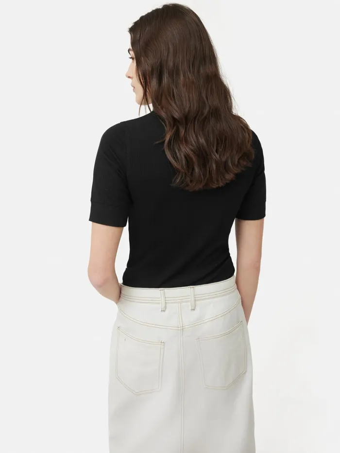 Jigsaw Bovey Crew Neck Tee Black Women Shirts and Tops