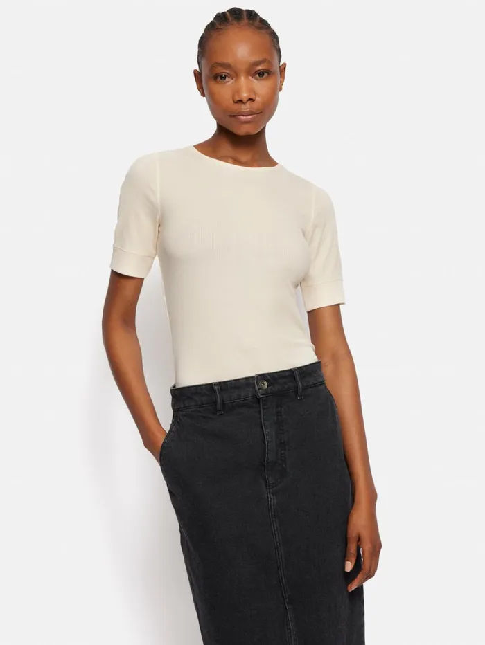Jigsaw Bovey Crew Neck Tee Cream Women Shirts and Tops